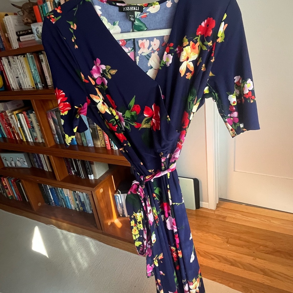 Roz & Ali Floral Print Dress with Blue and Pink size Larga